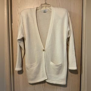 Vintage Cream Cardigan with Gold Button Closure Wool Angora Blend size Medium